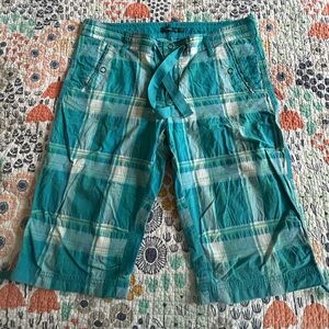 Prana Turquoise Plaid Shorts, SZ 12